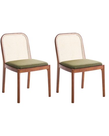 Set van 2 eetkamerstoelen EDINA Stof Bruin/groen