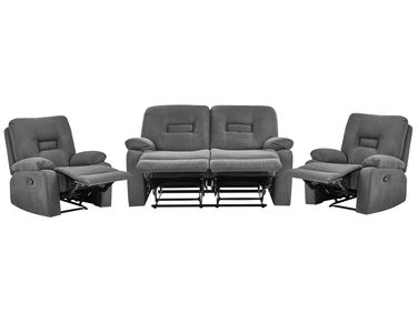 Ensemble de salon relax manuel 4 places BERGEN Tissu Gris graphite