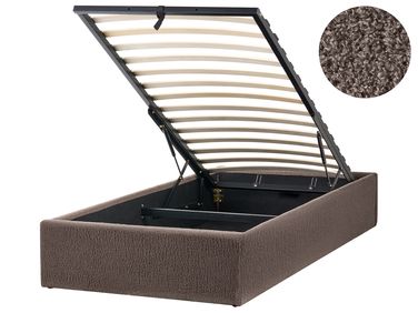 Ottoman Bed without Headboard Boucle DINAN 90 x 200 cm (EU Single) Taupe