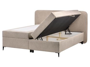 Boxspring met opbergruimte Stof REGENT 160 x 200 cm Taupe
