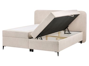 Boxspring met opbergruimte Stof REGENT 160 x 200 cm Lichtbeige