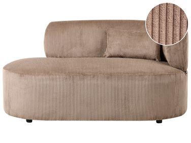 Chaise longue côté droit VANVEY Velours côtelé Beige sable