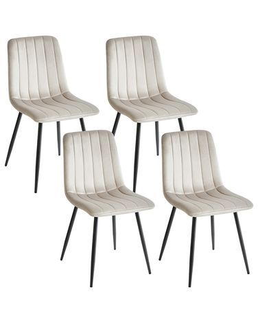 Set van 4 eetkamerstoelen KALISPELL Fluweel Beige