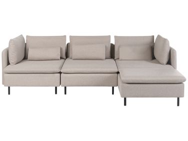 Canapé d'angle modulable 3 places EGERIS Tissu Beige Côté gauche