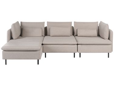 Canapé d'angle modulable 3 places EGERIS Tissu Beige Côté droit