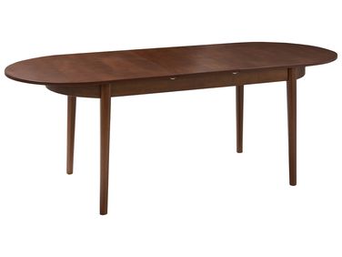 Extending Dining Table LARTO Dark Ash Wood 180/220 cm 90 cm