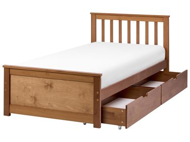 Bed met 2 lades Dennenhout OLENDON 90 x 200 cm Bruin