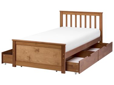 Bed met 4 lades Dennenhout OLENDON 90 x 200 cm Bruin