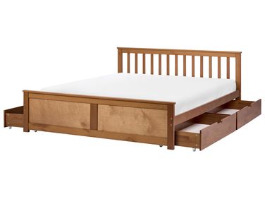 Bed met 4 lades Dennenhout OLENDON 160 x 200 cm Bruin