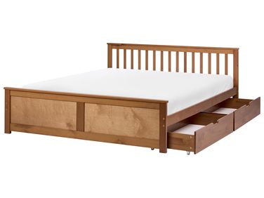 Bed met 2 lades Dennenhout OLENDON 180 x 200 cm Bruin