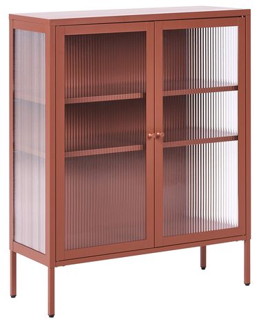 Buffet avec vitrine en verre LERRYN Métal 90 cm Marron doré