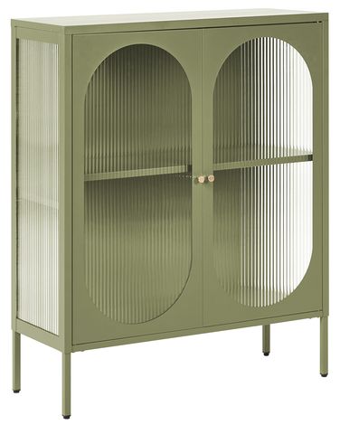 Dressoir met glazen deuren SARRE Metaal 90 cm Groen