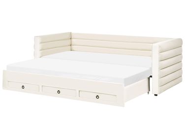 Bedbank met opbergruimte Fluweel MEUDON 90 x 200 cm Gebroken wit