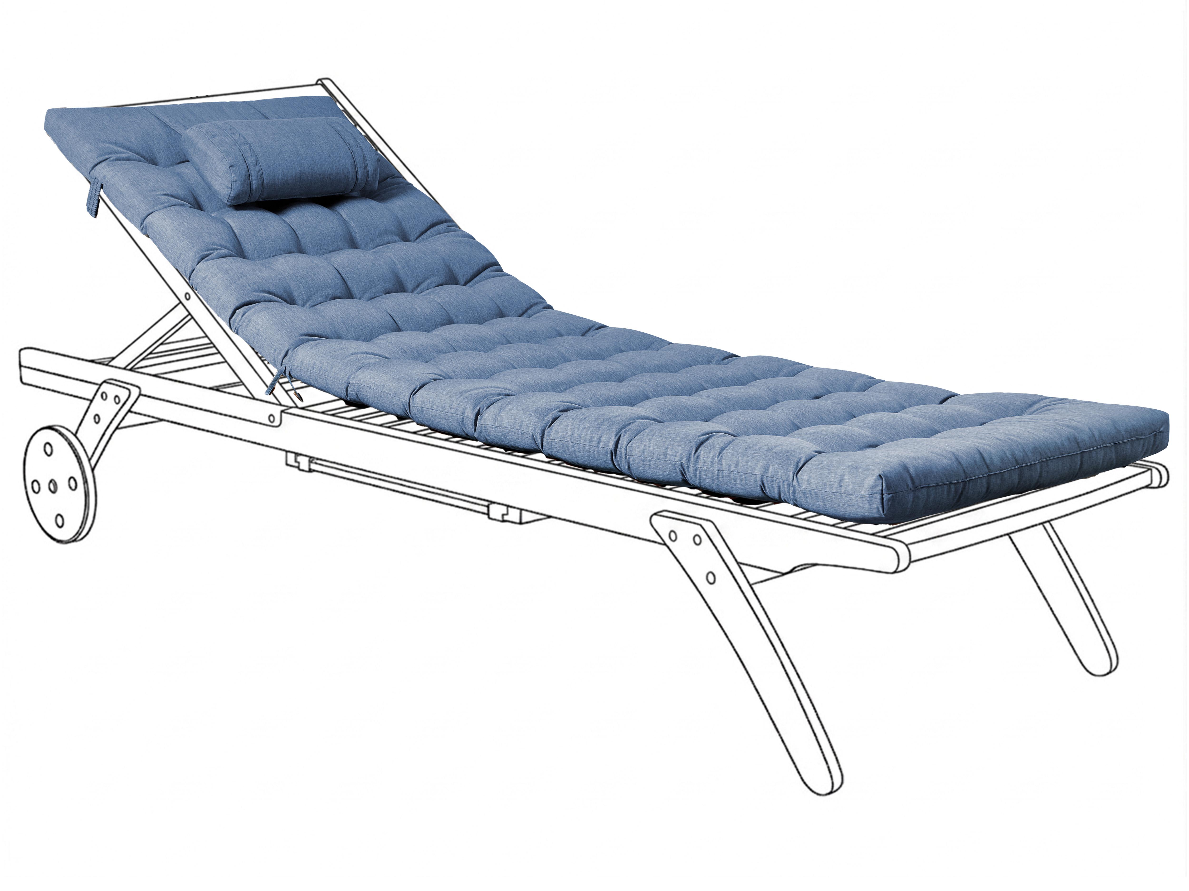 Coussin de transat extérieur CESANA PREMIUM 192 x 56 cm Bleu