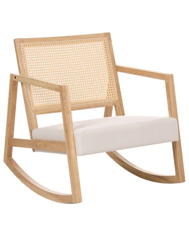 Fauteuil à bascule LEIDY Bois Marron clair/beige clair