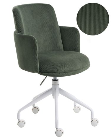 Chaise de bureau DRYDEN Velours côtelé Vert foncé