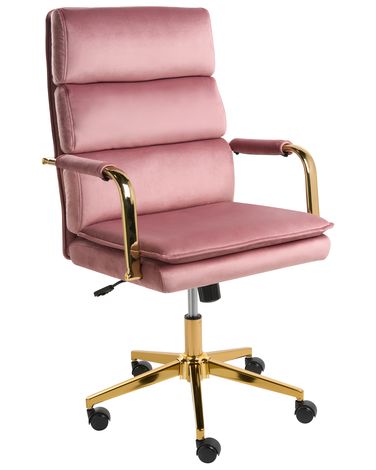 Bureaustoel VAMURE Fluweel Roze
