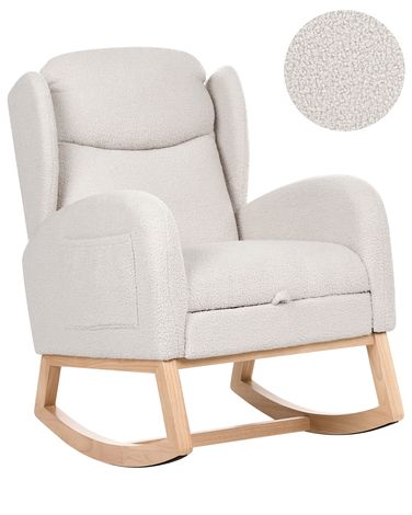 Fauteuil à bascule HASLEV  Repose-pieds inclus Bouclé Blanc cassé