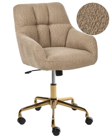 Chaise de bureau PALMDALE Bouclé Marron clair