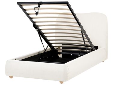 Bed met opbergruimte Stof BLAGNAC 90 x 200 cm Gebroken wit