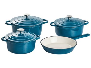 7-delige gietijzeren pannen set CASTORA Blauw