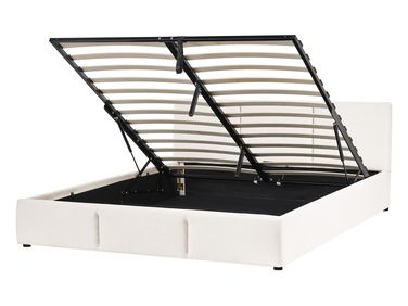 Bed met opbergruimte Stof BOUSSE 140 x 200 cm Gebroken wit