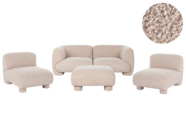 Ensemble de salon modulable 4 places MJALBI Bouclé Beige