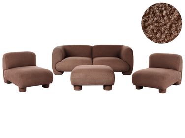 Ensemble de salon modulable 4 places MJALBI Bouclé Marron