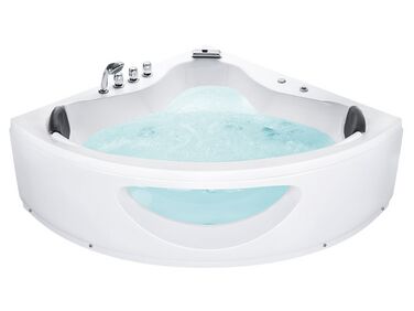 Baignoire d’angle à remous avec LED TOCOA 190 x 138 cm Blanc