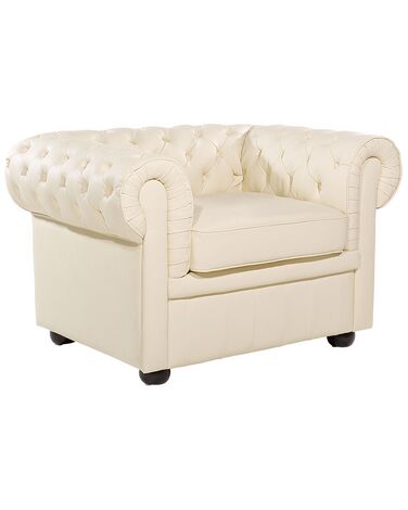 Fauteuil CHESTERFIELD Cuir Beige clair