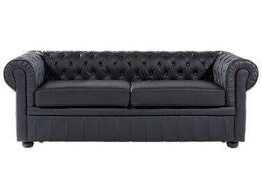 Canapé 3 places CHESTERFIELD Cuir Noir