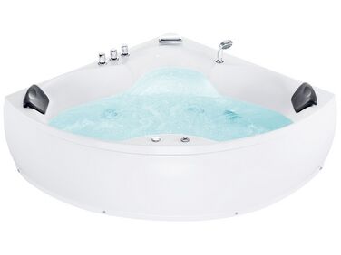 Baignoire d’angle à remous avec LED SENADO 205 x 150 cm Blanc
