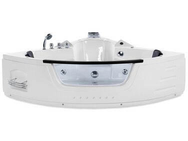 Baignoire d'angle à remous avec LED MARTINICA 214 x 155 cm Blanc