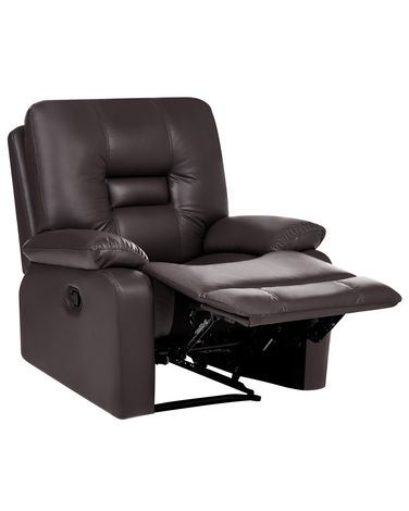 Fauteuil inclinable BERGEN Repose-pieds inclus Cuir PU Marron