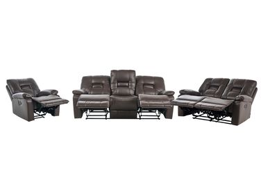 Ensemble de salon relax manuel 6 places BERGEN Cuir PU Marron