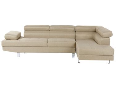 Canapé d'angle 5 places NORREA Tissu Beige clair Côté gauche