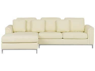 Canapé d'angle 4 places OSLO Cuir Beige clair Côté droit
