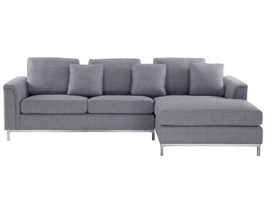 Canapé d'angle 4 places OSLO Tissu Gris clair Côté gauche