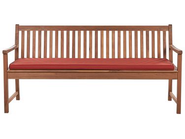 Garden Bench with Cushion VIVARA 180 cm Certified Acacia Wood Dark Red