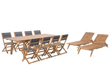 Garden Dining Set with Loungers 8 Seater CESANA Acacia Wood Light Brown