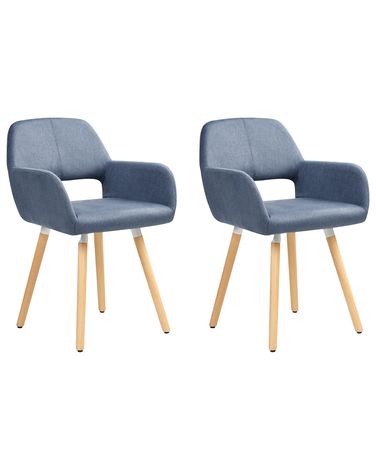 Set van 2 eetkamerstoelen CHICAGO Stof Marineblauw