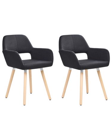Set van 2 eetkamerstoelen CHICAGO Stof Zwart