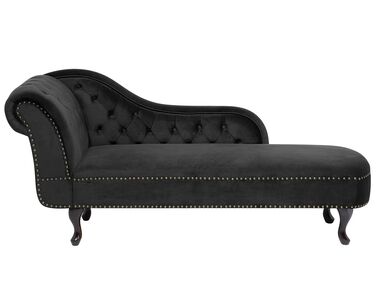 Linkszijdige chaise longue NIMES Fluweel Zwart
