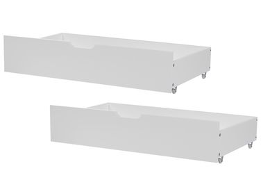 Lot de 2 tiroirs de rangement pour lit Bois de pin RUMILLY Blanc