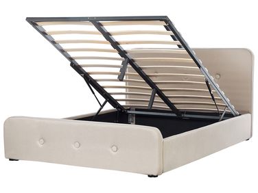 Bed met opbergruimte Stof RENNES 160 x 200 cm Beige