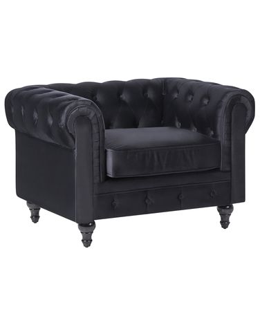 Fauteuil CHESTERFIELD Velours Noir