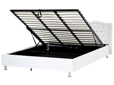 Bed met opbergruimte Kunstleer METZ 180 x 200 cm Wit