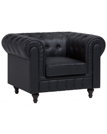 Fauteuil CHESTERFIELD Cuir PU Noir