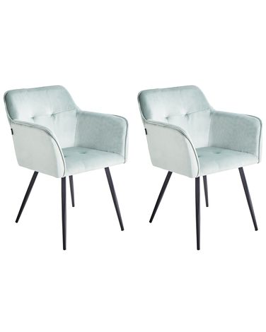 Set van 2 eetkamerstoelen JASMIN Fluweel Mintgroen