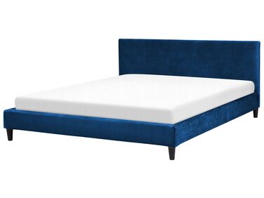 Bed Fluweel FITOU 180 x 200 cm Donkerblauw